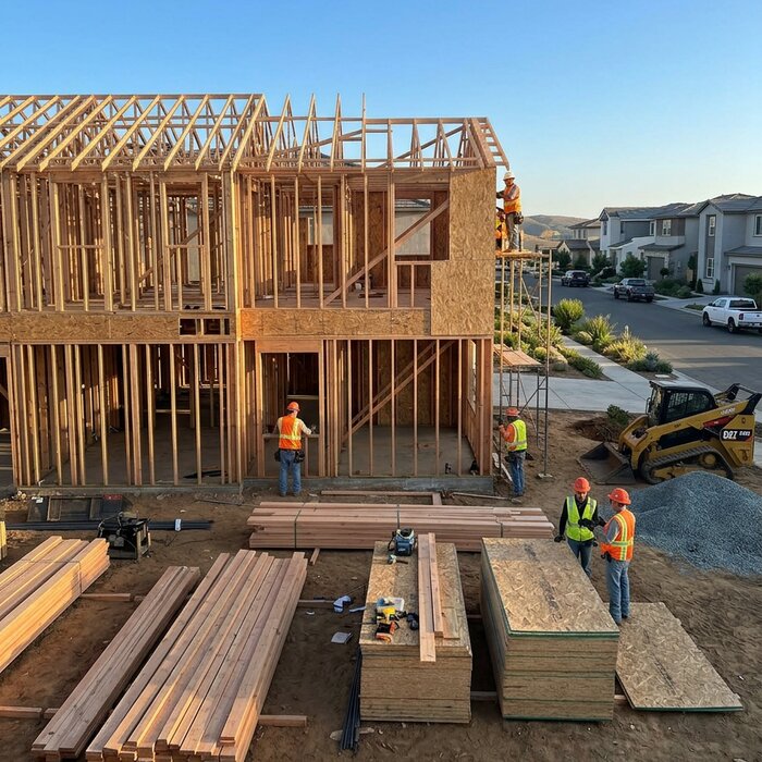 Custom home framing, Southern California